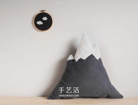 不织布雪山抱枕DIY 布艺手工制作雪山抱枕